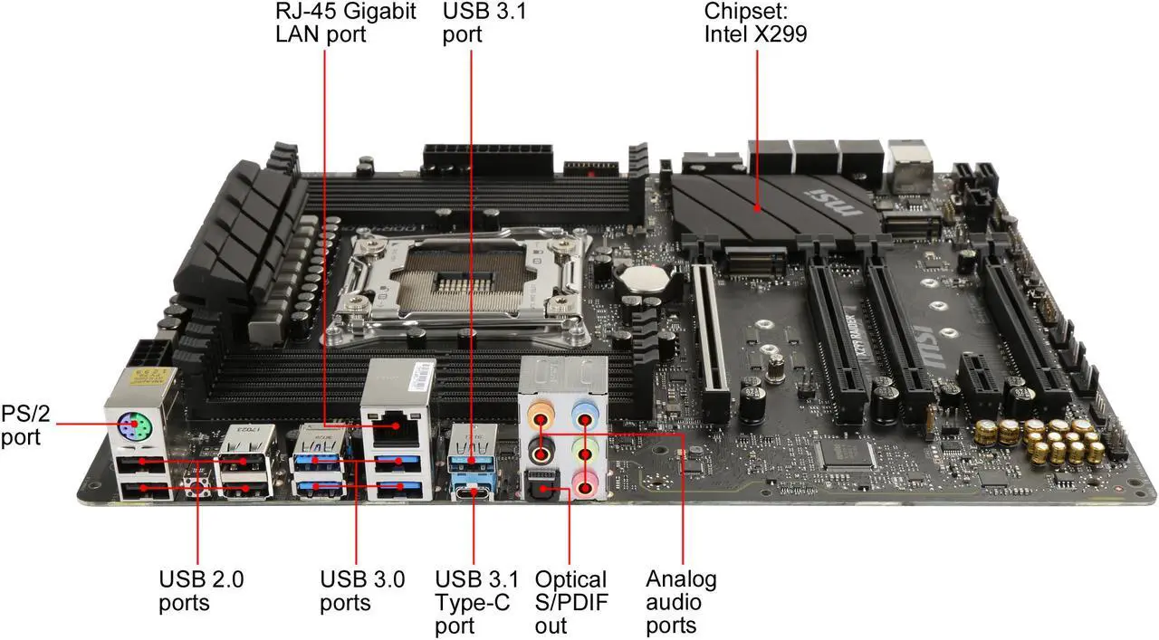 Alt view image 8 of 10 - MSI X299 RAIDER LGA 2066 Intel X299 USB 3.1 ATX Intel Motherboard