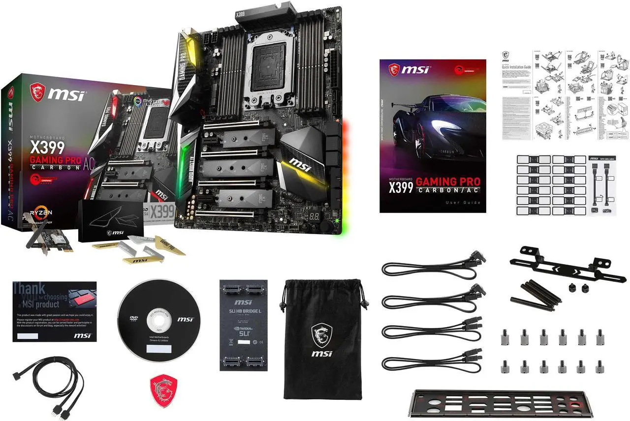 Alt view image 5 of 6 - MSI PERFORMANCE GAMING X399 GAMING PRO CARBON AC sTR4 AMD X399 USB 3.1 ATX AMD Motherboard