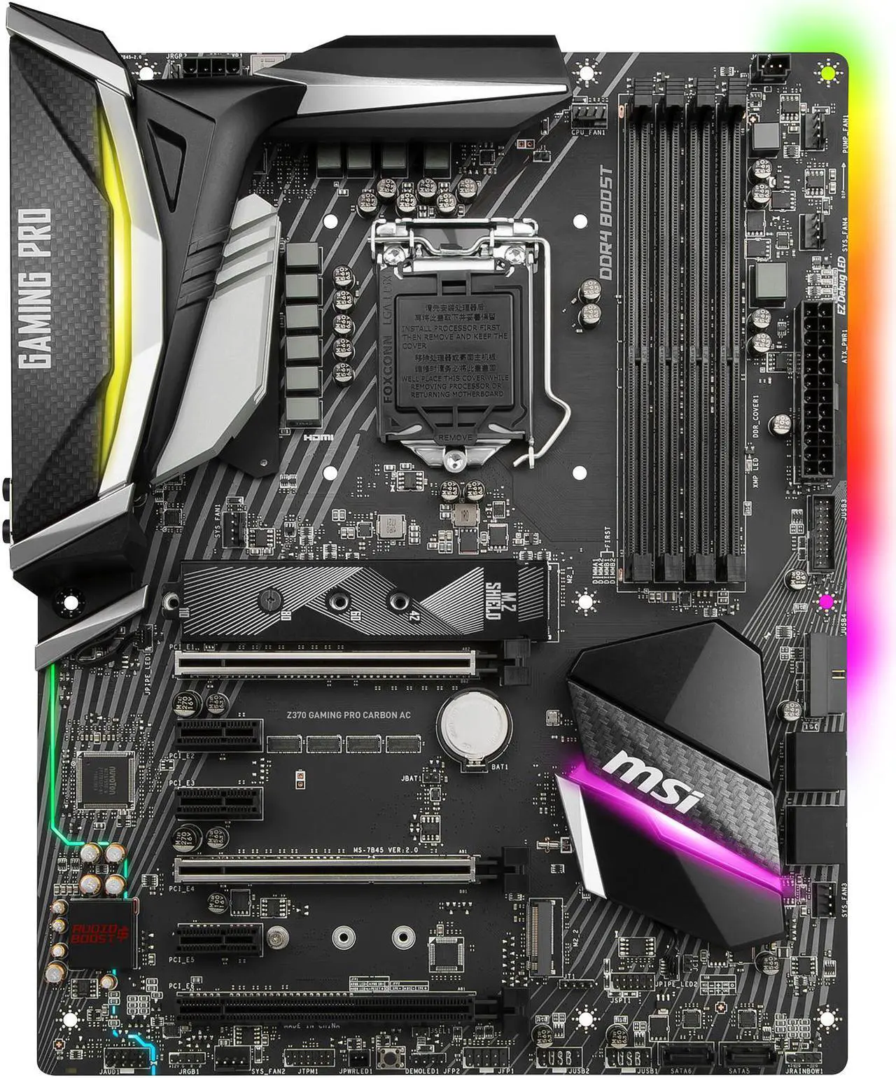 Alt view image 2 of 6 - MSI Z370 GAMING PRO CARBON AC LGA 1151 (300 Series) Intel Z370 HDMI USB 3.1 ATX Intel Motherboard