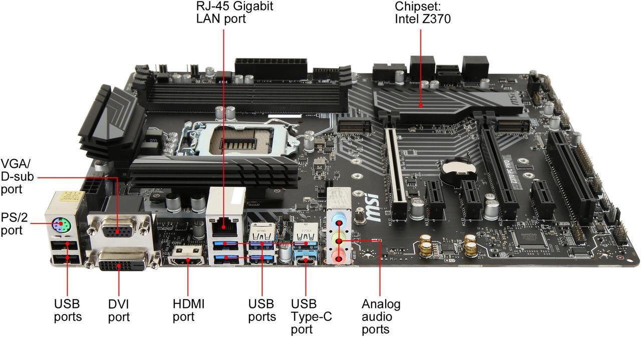 Alt view image 3 of 5 - MSI Z370 PC PRO LGA 1151 (300 Series) Intel Z370 SATA 6Gb/s USB 3.1 ATX Intel Motherboard