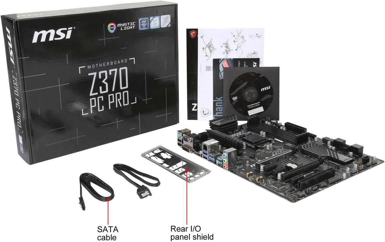 Alt view image 6 of 5 - MSI Z370 PC PRO LGA 1151 (300 Series) Intel Z370 SATA 6Gb/s USB 3.1 ATX Intel Motherboard