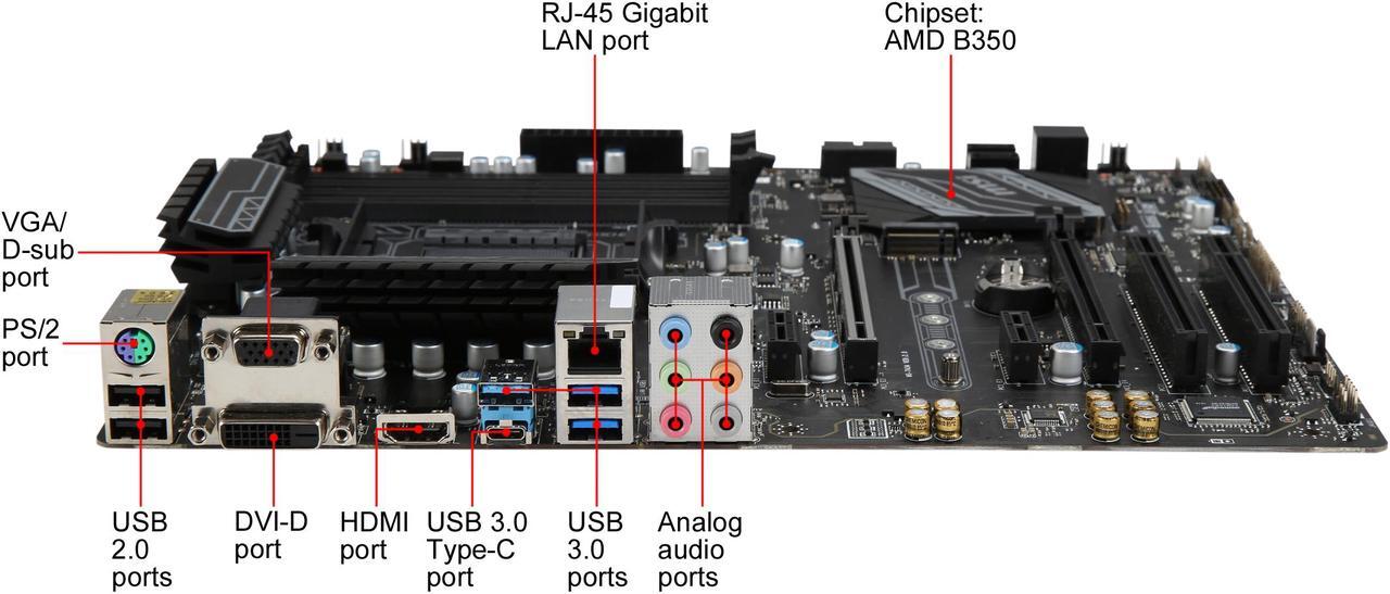 Alt view image 3 of 5 - MSI B350 PC MATE AM4 AMD B350 SATA 6Gb/s USB 3.1 HDMI ATX AMD Motherboard
