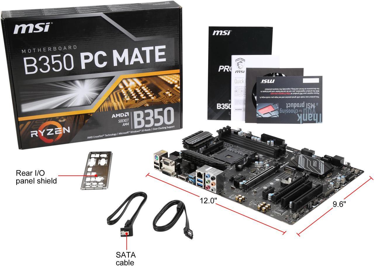 Alt view image 6 of 5 - MSI B350 PC MATE AM4 AMD B350 SATA 6Gb/s USB 3.1 HDMI ATX AMD Motherboard
