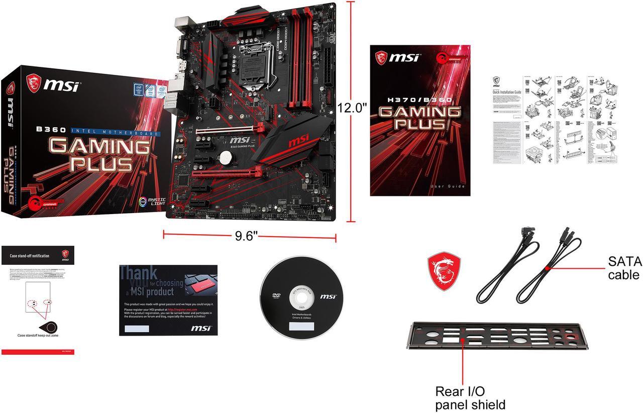 Alt view image 8 of 9 - MSI B360 GAMING PLUS LGA 1151 (300 Series) Intel B360 SATA 6Gb/s USB 3.1 ATX Intel Motherboard
