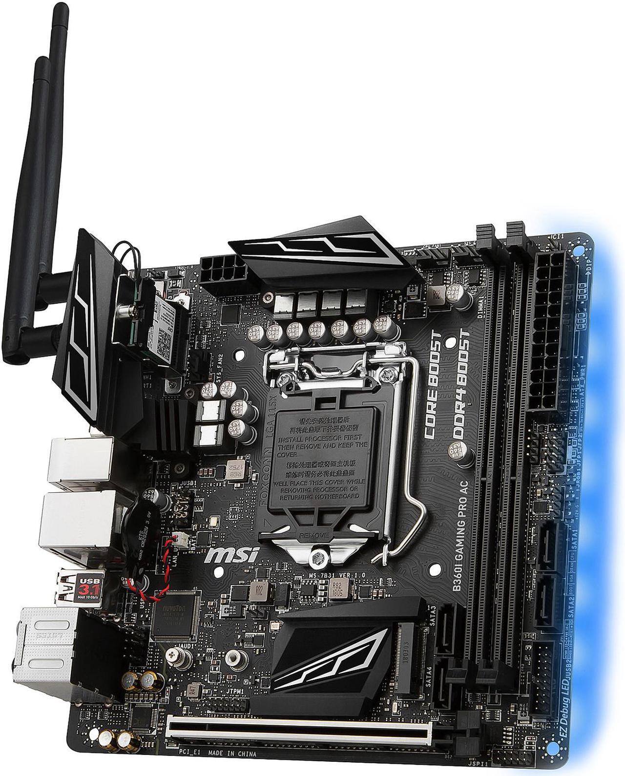 Alt view image 2 of 6 - MSI B360I GAMING PRO AC LGA 1151 (300 Series) Intel B360 USB 3.1 Mini ITX Intel Motherboard