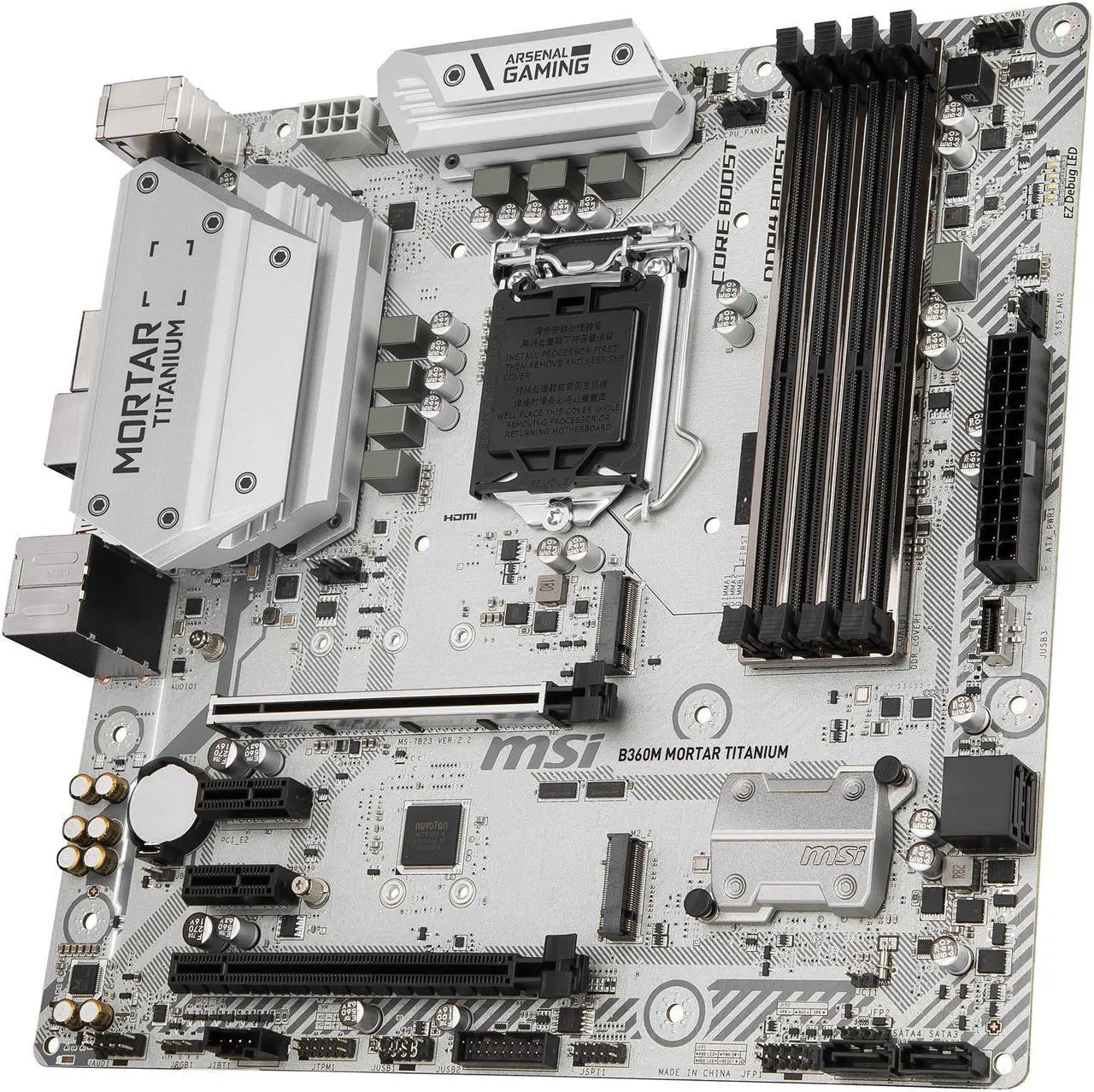 Alt view image 3 of 6 - MSI B360M MORTAR TITANIUM LGA 1151 (300 Series) Intel B360 HDMI Micro ATX Intel Motherboard