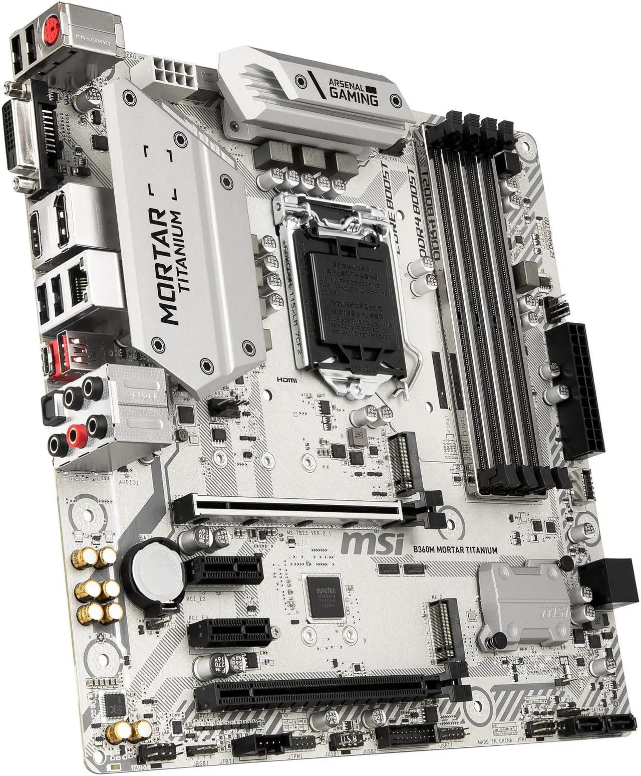 Alt view image 4 of 6 - MSI B360M MORTAR TITANIUM LGA 1151 (300 Series) Intel B360 HDMI Micro ATX Intel Motherboard