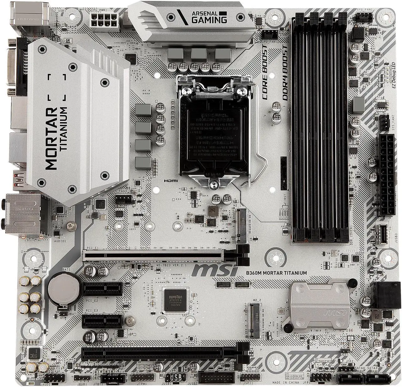 Main image of MSI B360M MORTAR TITANIUM LGA 1151 (300 Series) Intel B360 HDMI Micro ATX Intel Motherboard