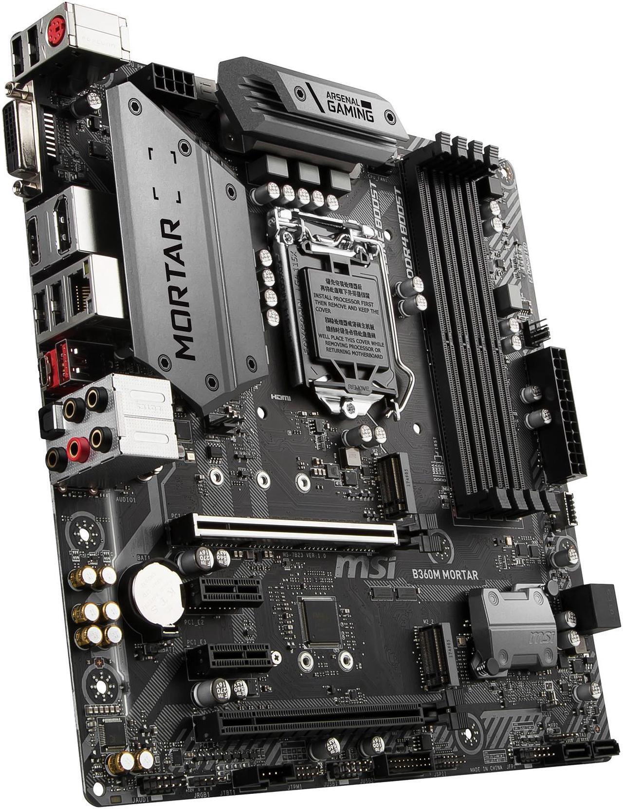 Alt view image 4 of 6 - MSI ARSENAL GAMING B360M MORTAR LGA 1151 (300 Series) Intel B360 SATA 6Gb/s Micro ATX Intel Motherboard