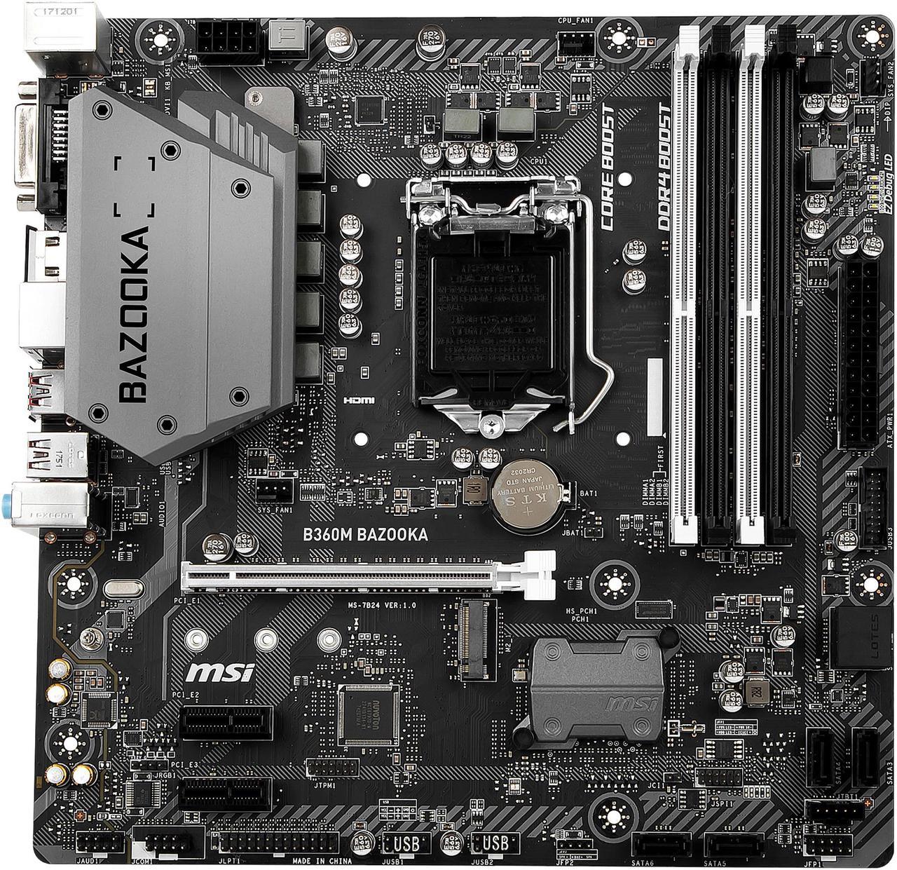 MSI ARSENAL GAMING B360M BAZOOKA LGA 1151 (300 Series) Intel B360 SATA 6Gb/s Micro ATX Intel Motherboard