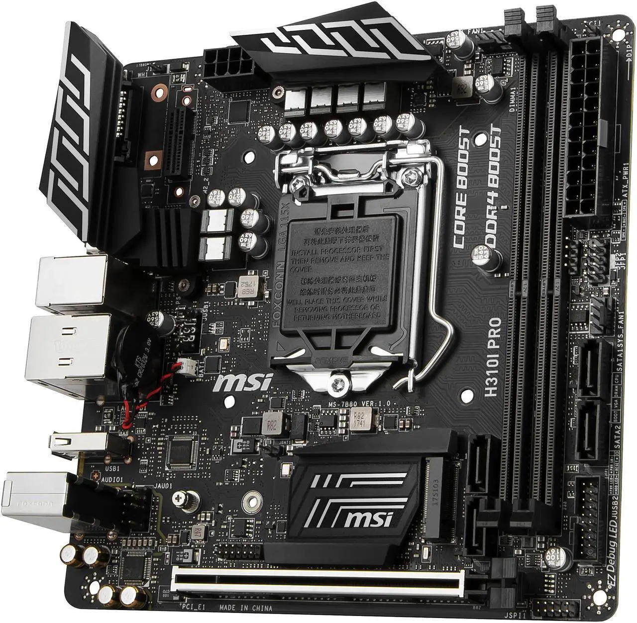 Alt view image 3 of 6 - MSI PRO H310I PRO LGA 1151 (300 Series) Intel H310 Mini ITX Intel Motherboard