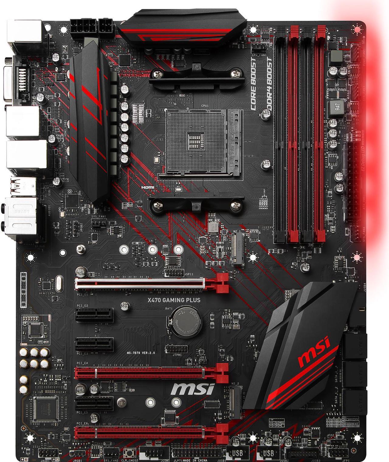Main image of MSI PERFORMANCE GAMING X470 GAMING PLUS AM4 AMD X470 SATA 6Gb/s USB 3.1 HDMI ATX AMD Motherboard