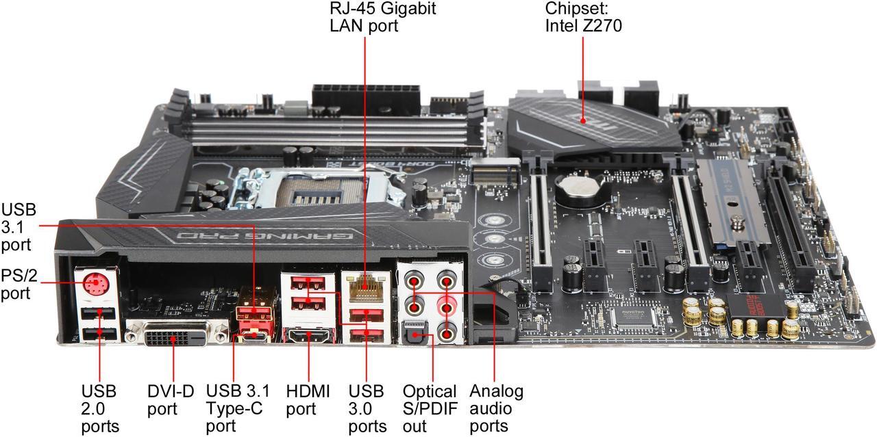 Alt view image 6 of 6 - MSI Z270 GAMING PRO CARBON LGA 1151 Intel Z270 HDMI SATA 6Gb/s USB 3.1 ATX Intel Motherboard