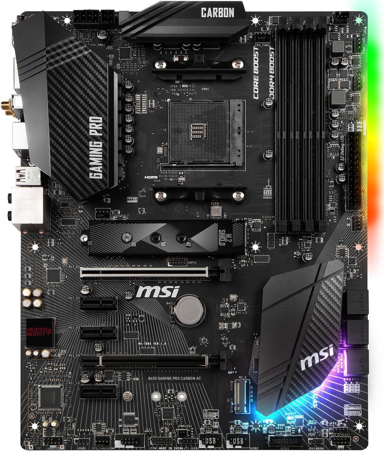 MSI PERFORMANCE GAMING B450 GAMING PRO CARBON AC AM4 AMD B450 SATA 6Gb/s ATX AMD Motherboard