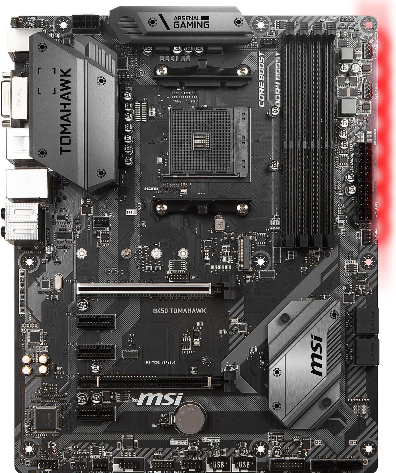 MSI ARSENAL GAMING B450 TOMAHAWK AM4 AMD B450 SATA 6Gb/s USB 3.1 HDMI ATX AMD Motherboard