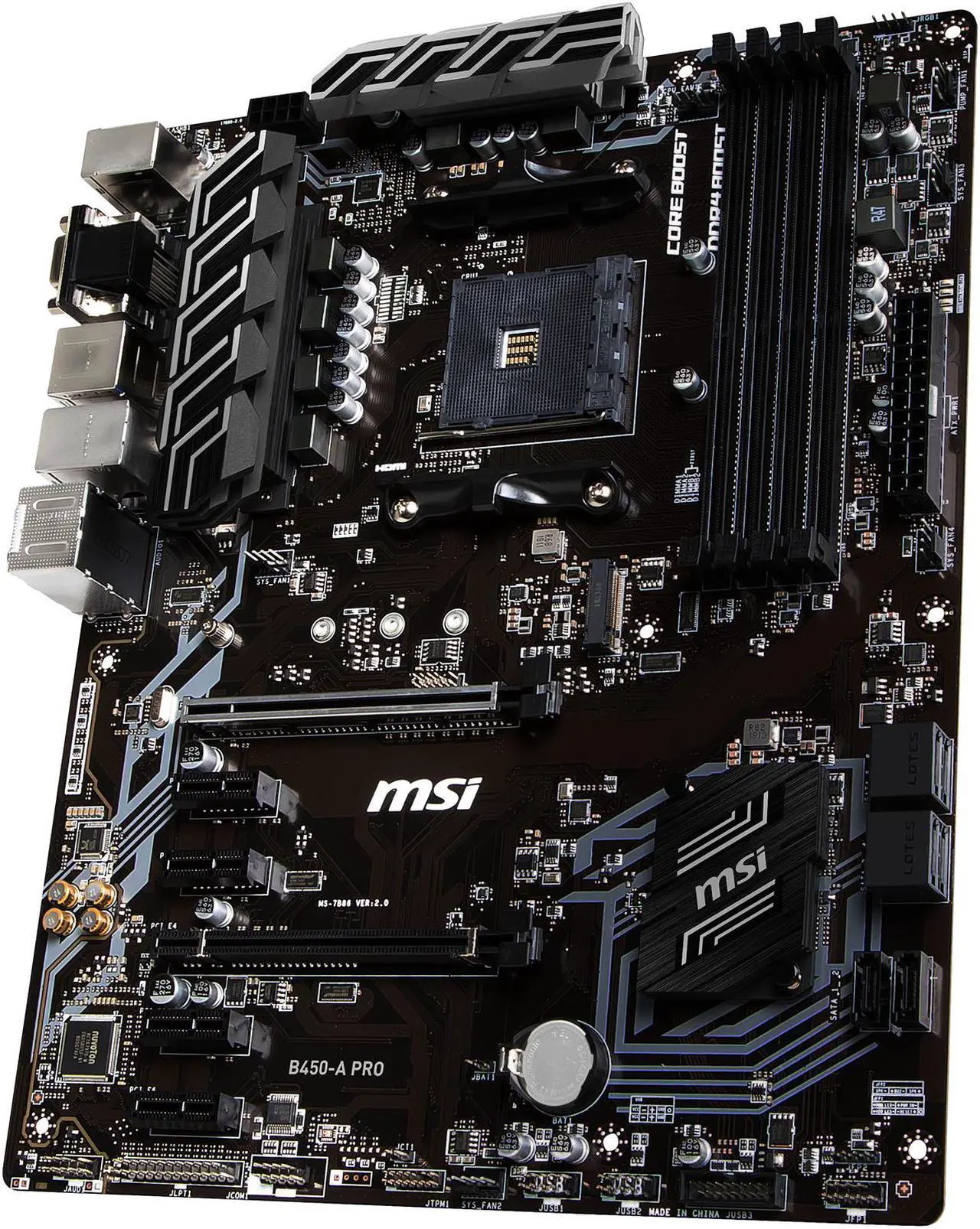 Alt view image 3 of 9 - MSI B450-A PRO AM4 AMD B450 USB 3.1 HDMI ATX AMD Motherboard