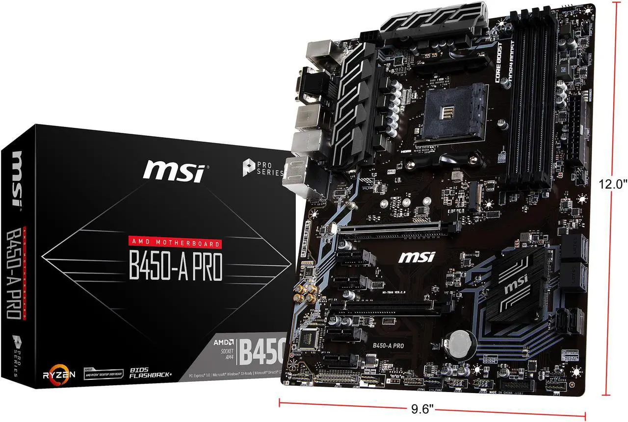 Alt view image 9 of 9 - MSI B450-A PRO AM4 AMD B450 USB 3.1 HDMI ATX AMD Motherboard