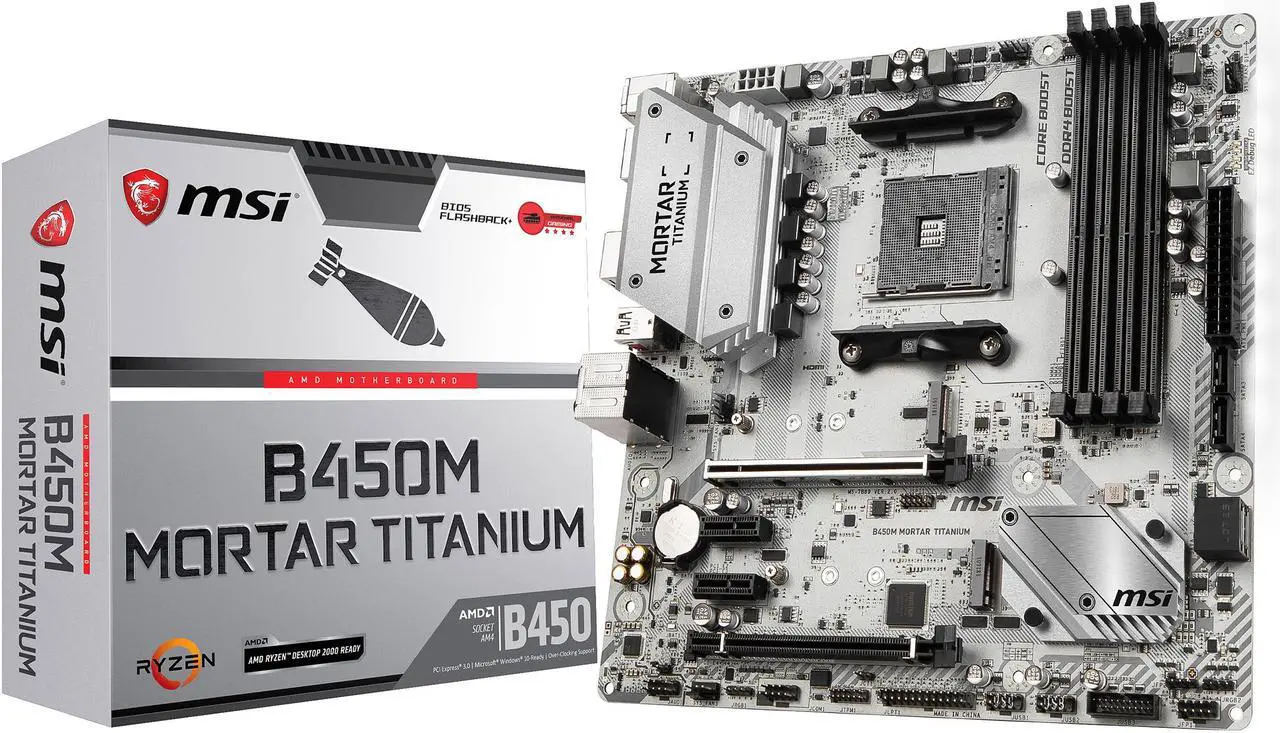 Alt view image 6 of 6 - MSI B450M MORTAR TITANIUM AM4 AMD B450 USB 3.1 HDMI Micro ATX AMD Motherboard