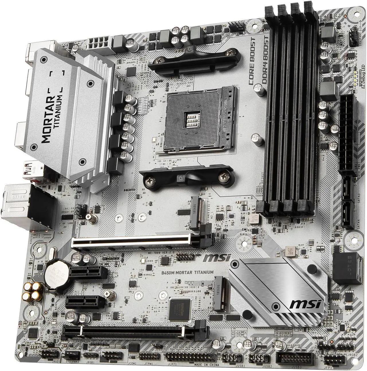 Alt view image 2 of 6 - MSI B450M MORTAR TITANIUM AM4 AMD B450 USB 3.1 HDMI Micro ATX AMD Motherboard