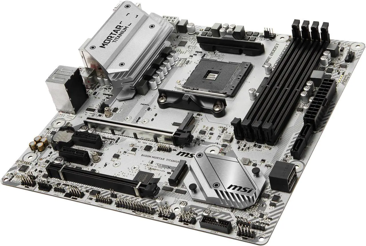 Alt view image 4 of 6 - MSI B450M MORTAR TITANIUM AM4 AMD B450 USB 3.1 HDMI Micro ATX AMD Motherboard