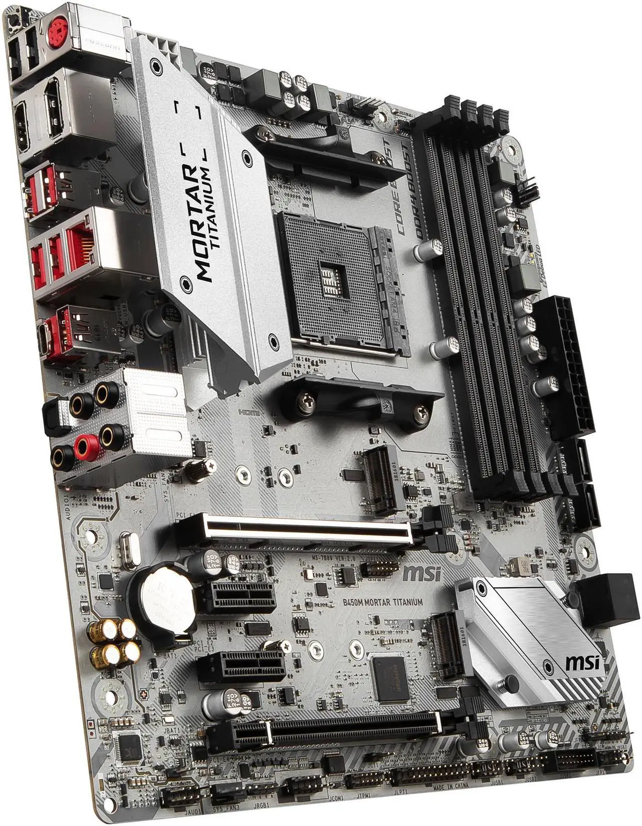 Alt view image 3 of 6 - MSI B450M MORTAR TITANIUM AM4 AMD B450 USB 3.1 HDMI Micro ATX AMD Motherboard