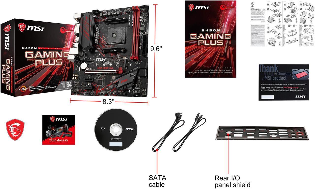 Alt view image 9 of 10 - MSI PERFORMANCE GAMING B450M GAMING PLUS AM4 AMD B450 USB 3.1 HDMI Micro ATX AMD Motherboard
