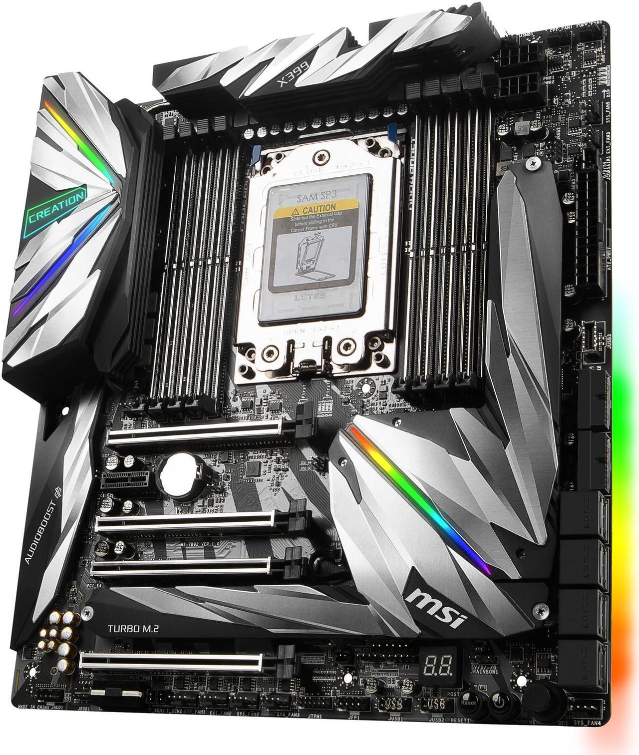 Alt view image 2 of 7 - MSI MEG X399 CREATION sTR4 AMD X399 SATA 6Gb/s USB 3.1 Extended ATX AMD Motherboard
