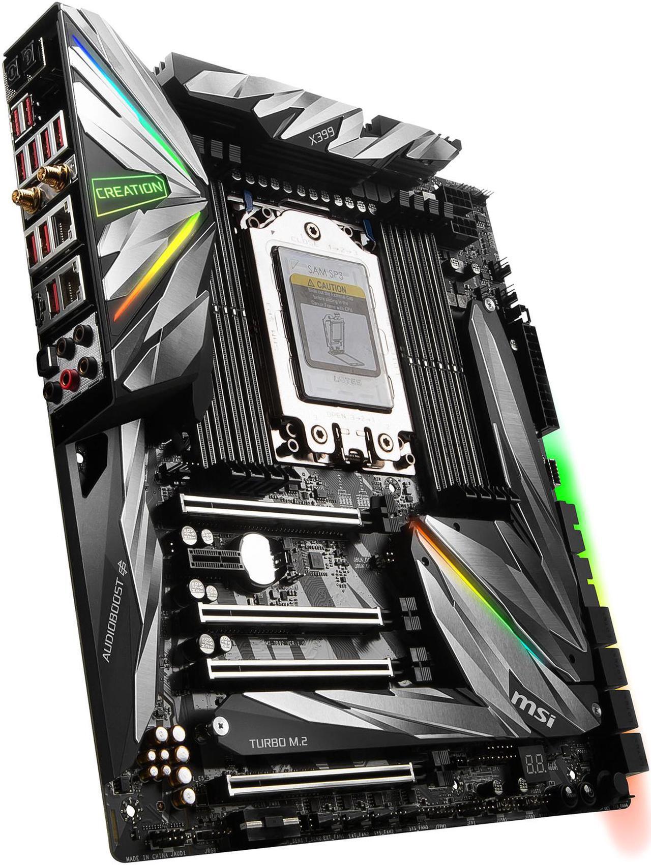 Alt view image 4 of 7 - MSI MEG X399 CREATION sTR4 AMD X399 SATA 6Gb/s USB 3.1 Extended ATX AMD Motherboard