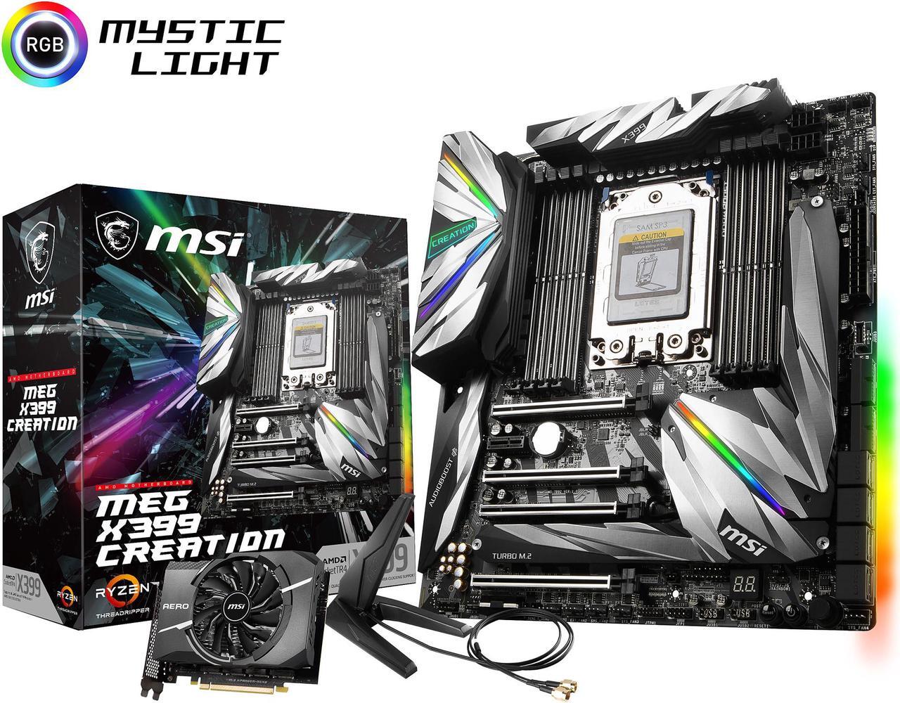 Alt view image 7 of 7 - MSI MEG X399 CREATION sTR4 AMD X399 SATA 6Gb/s USB 3.1 Extended ATX AMD Motherboard