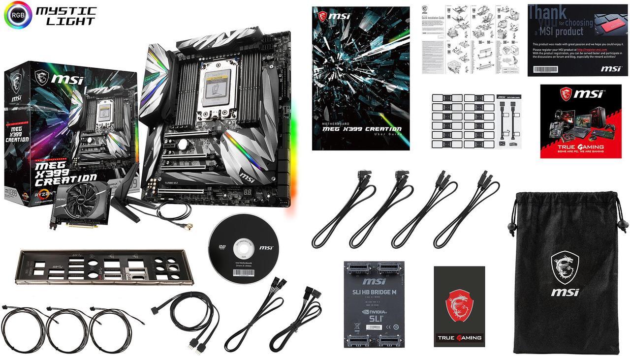 Alt view image 6 of 7 - MSI MEG X399 CREATION sTR4 AMD X399 SATA 6Gb/s USB 3.1 Extended ATX AMD Motherboard