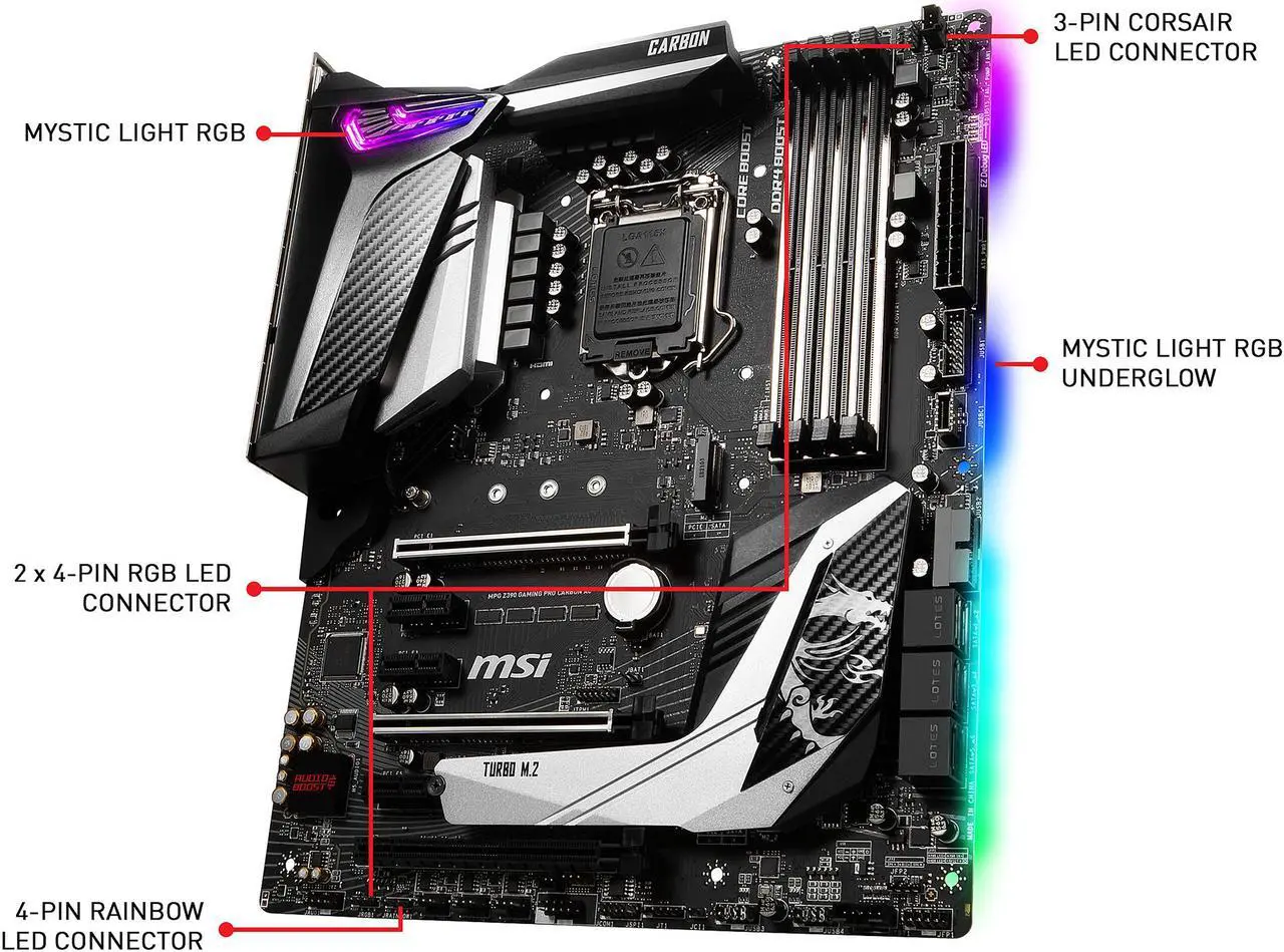 Alt view image 4 of 8 - MSI MPG Z390 GAMING PRO CARBON AC LGA 1151 (300 Series) Intel Z390 HDMI USB 3.1 ATX Intel Motherboard