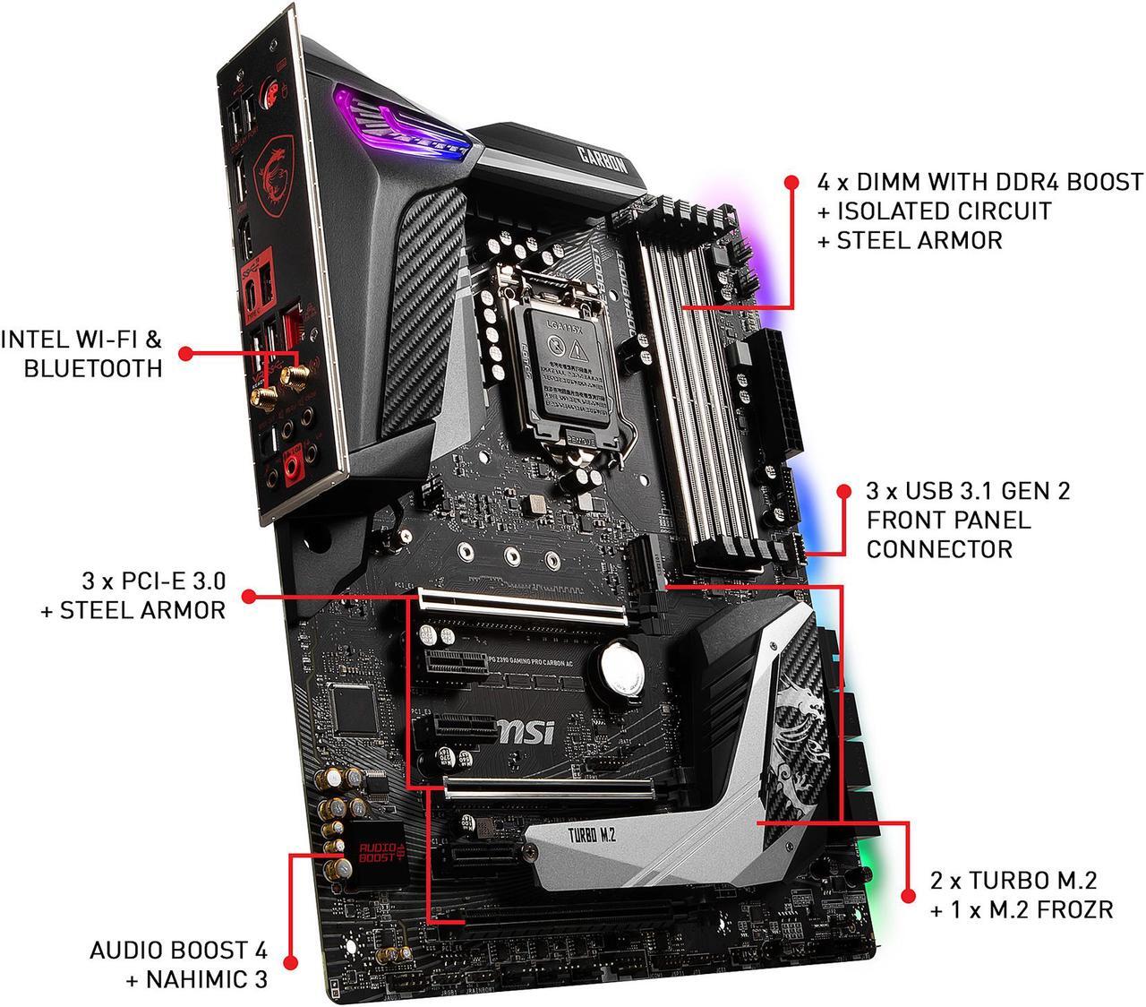 Alt view image 5 of 8 - MSI MPG Z390 GAMING PRO CARBON AC LGA 1151 (300 Series) Intel Z390 HDMI USB 3.1 ATX Intel Motherboard