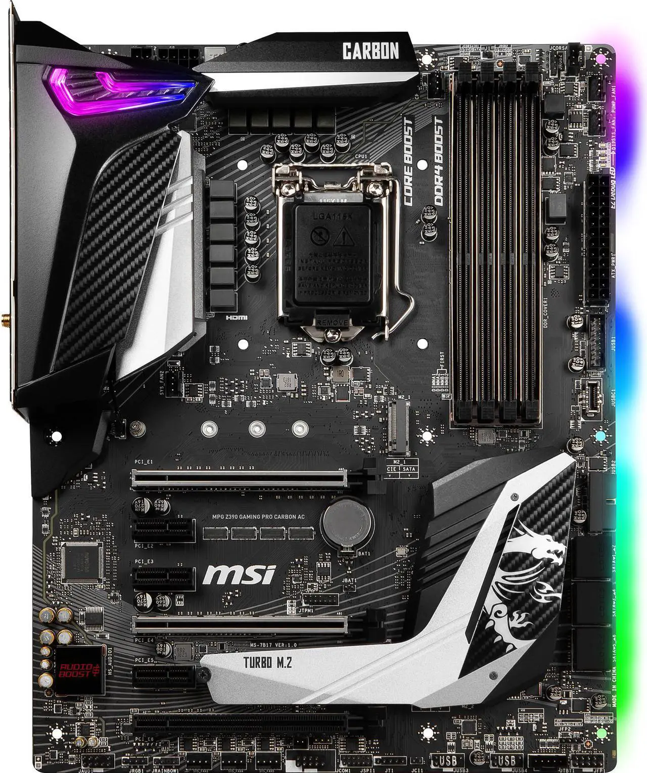 Main image of MSI MPG Z390 GAMING PRO CARBON AC LGA 1151 (300 Series) Intel Z390 HDMI USB 3.1 ATX Intel Motherboard