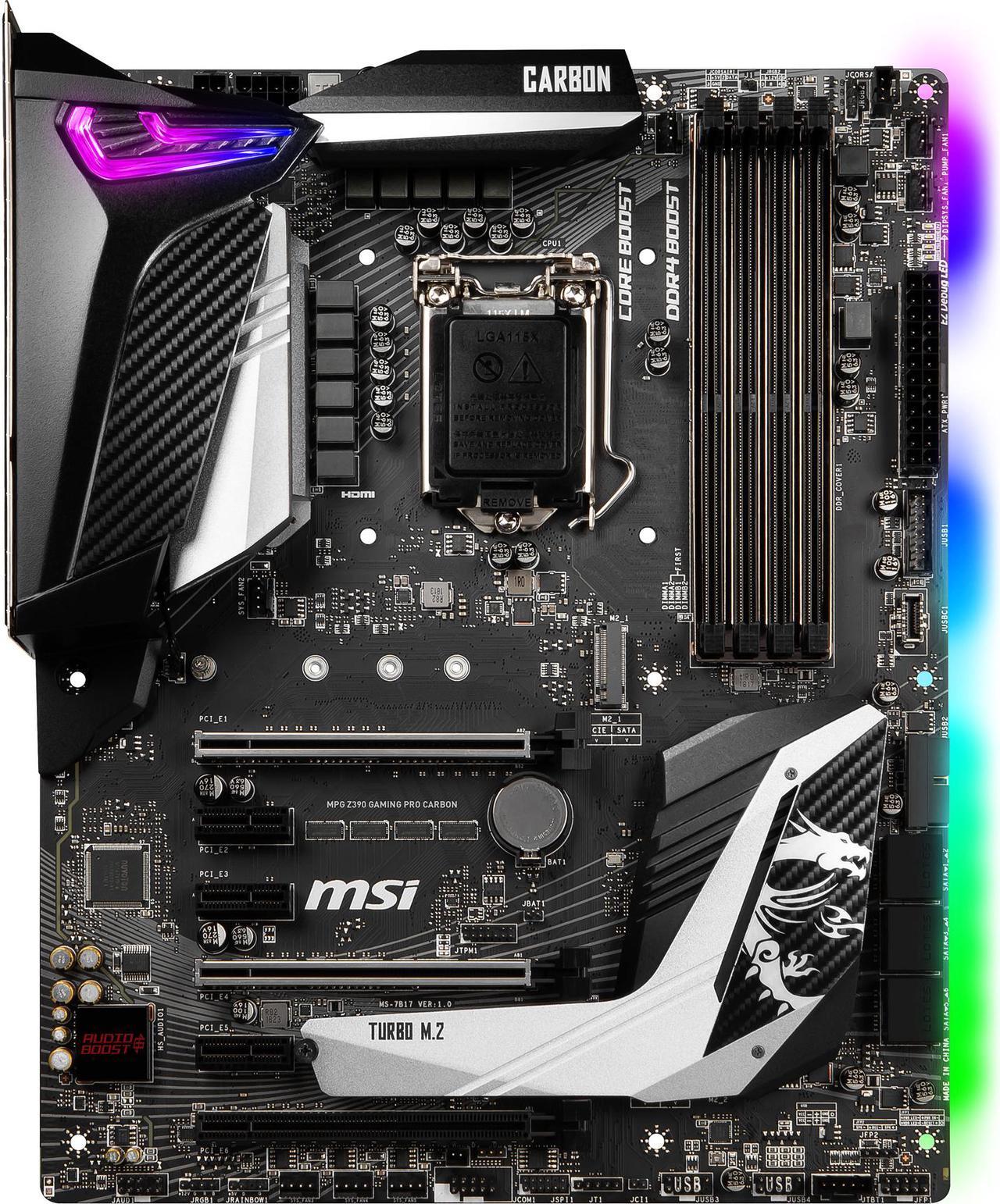 Main image of MSI MPG Z390 GAMING PRO CARBON LGA 1151 (300 Series) Intel Z390 HDMI USB 3.1 ATX Intel Motherboard