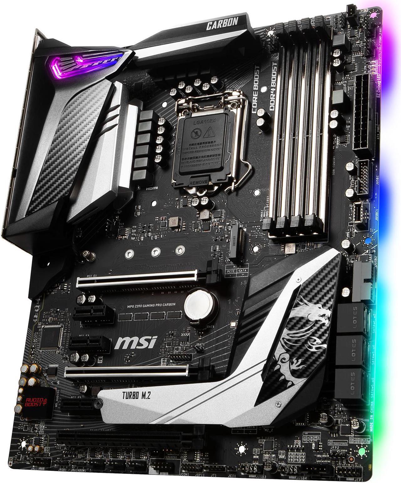 Alt view image 3 of 10 - MSI MPG Z390 GAMING PRO CARBON LGA 1151 (300 Series) Intel Z390 HDMI USB 3.1 ATX Intel Motherboard