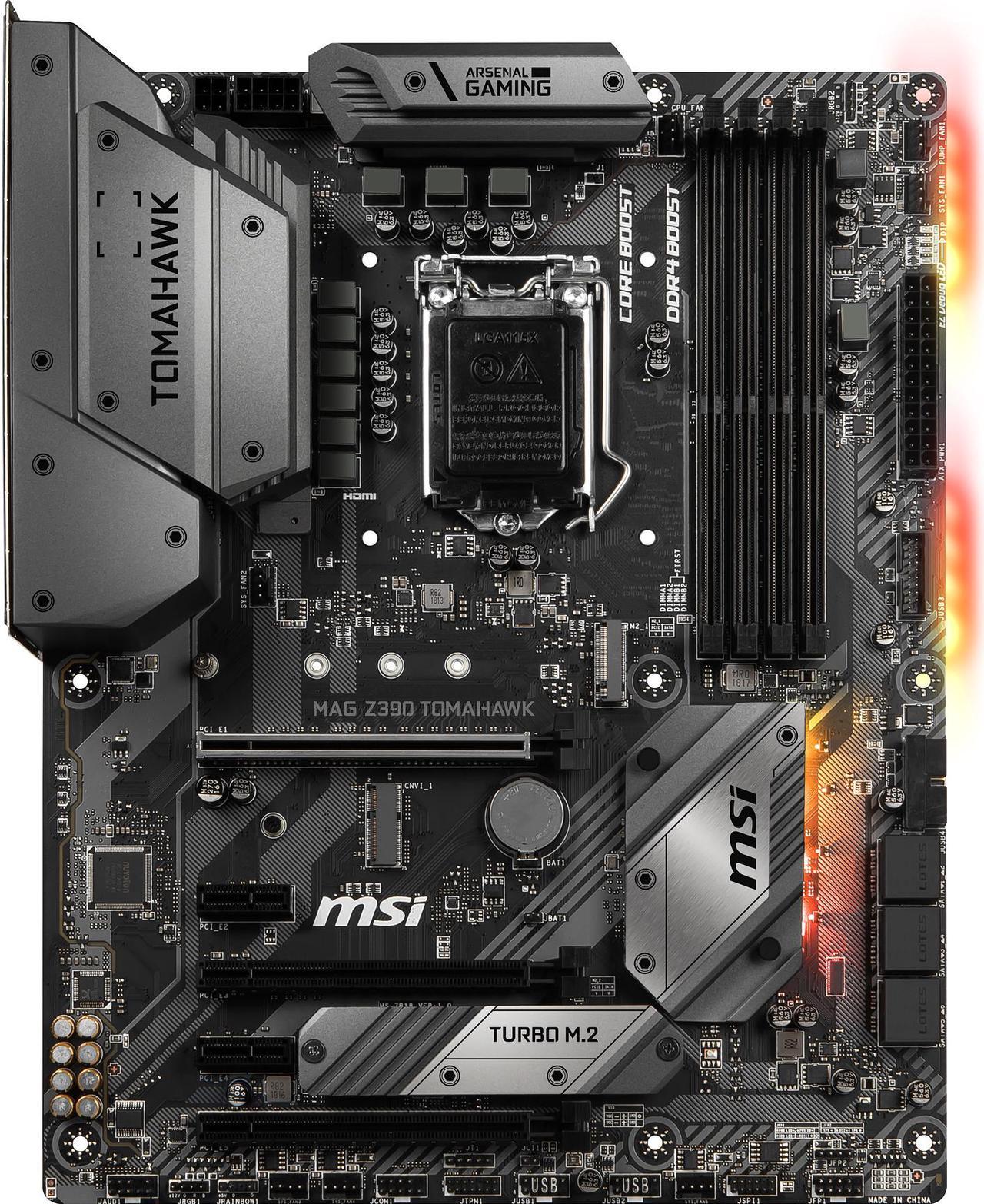 MSI MAG Z390 TOMAHAWK LGA 1151 (300 Series) Intel Z390 HDMI SATA 6Gb/s USB 3.1 ATX Intel Motherboard