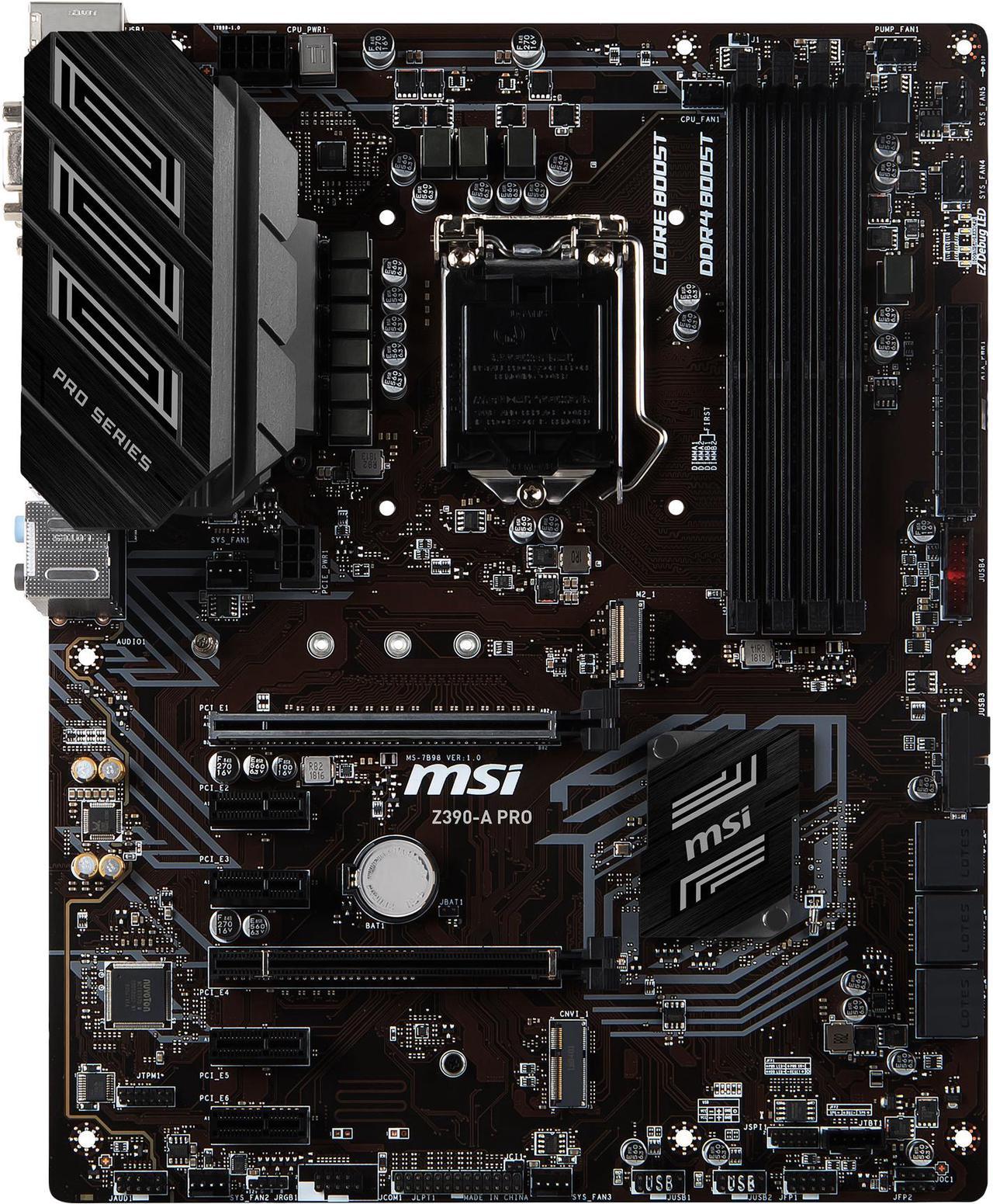 MSI PRO Z390-A PRO LGA 1151 (300 Series) Intel Z390 SATA 6Gb/s ATX Intel Motherboard