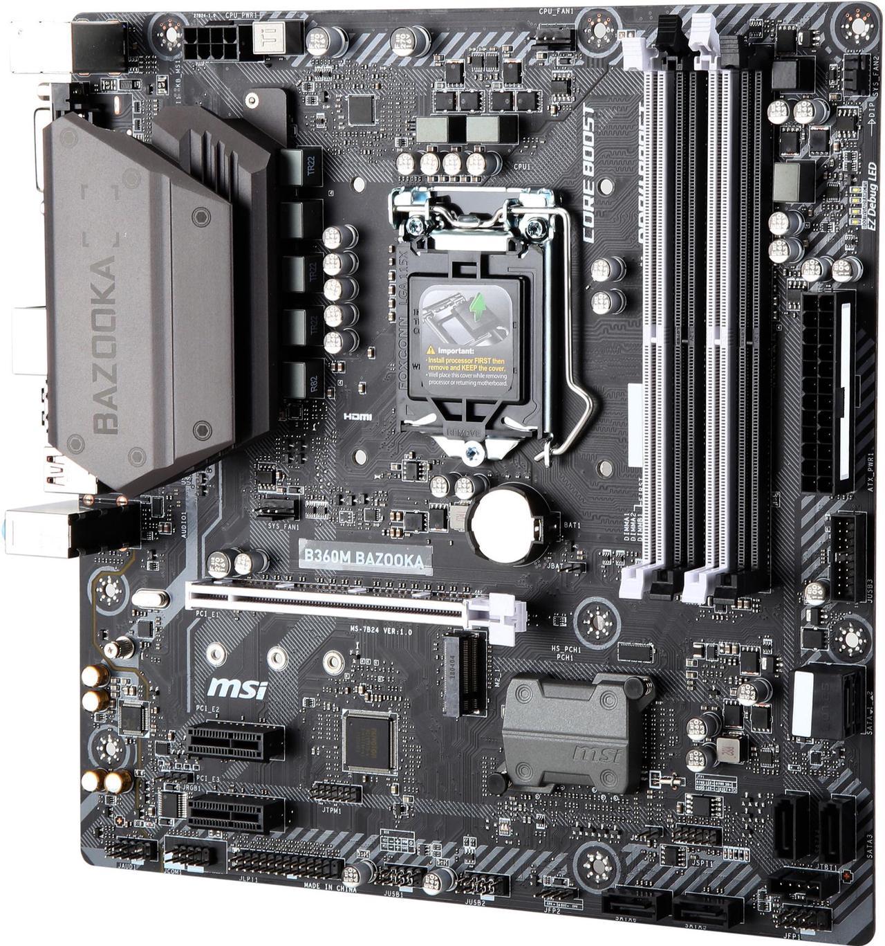 MSI ARSENAL GAMING B360M BAZOOKA LGA 1151 (300 Series) Intel B360 HDMI SATA 6Gb/s USB 3.1 Micro ATX Intel Motherboard