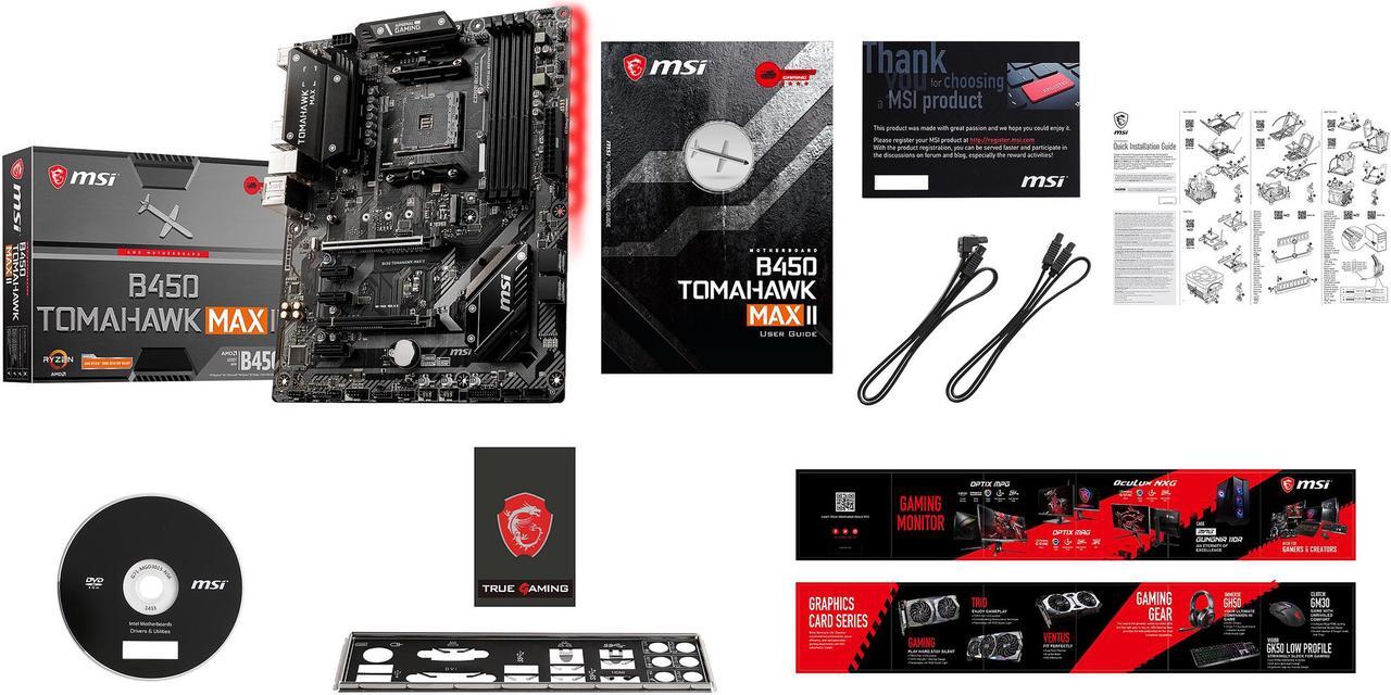 Alt view image 6 of 7 - MSI B450 TOMAHAWK MAX II AM4 AMD B450 SATA 6Gb/s ATX AMD Motherboard