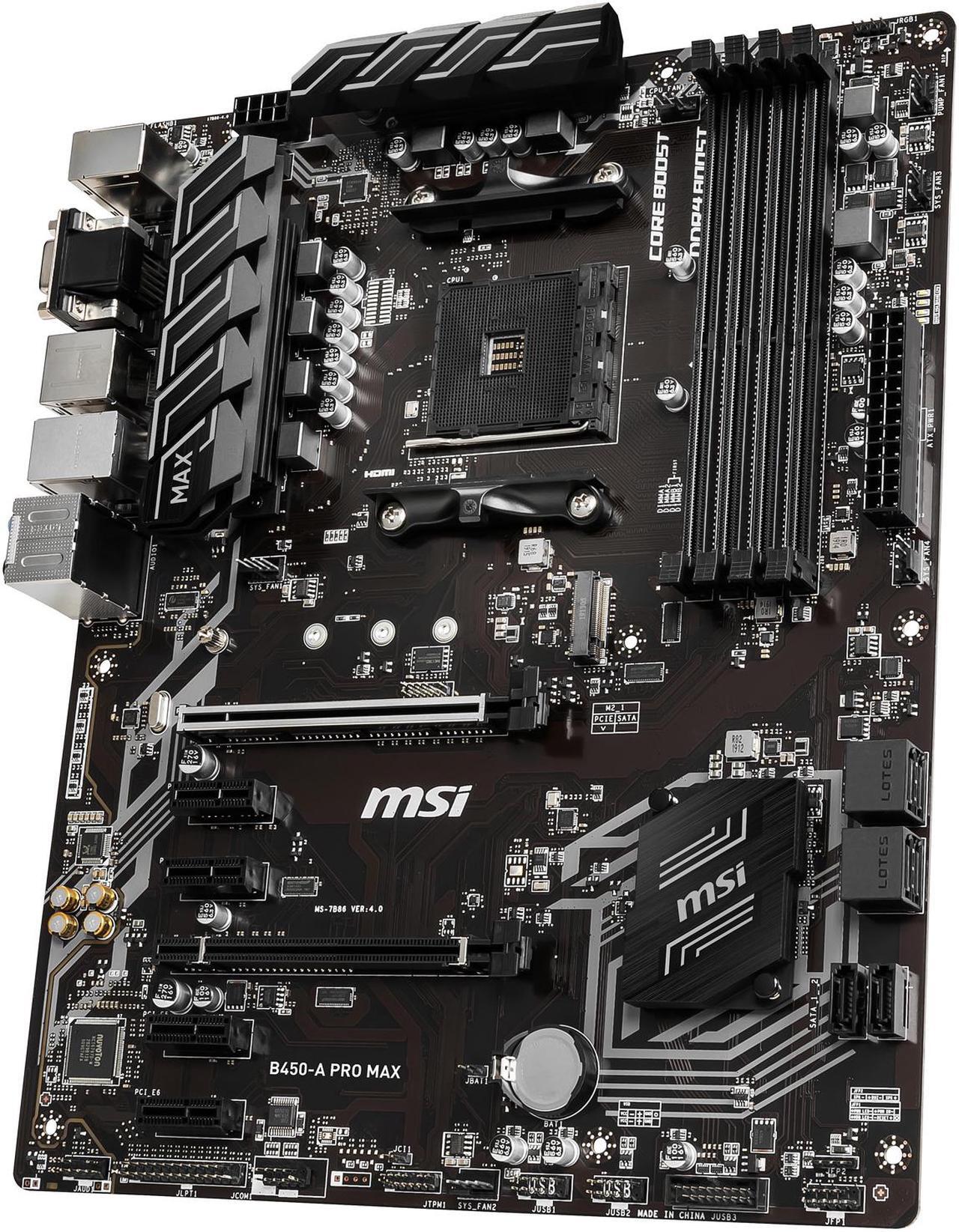 Alt view image 3 of 9 - MSI PRO B450-A PRO MAX AM4 AMD B450 ATX AMD Motherboard