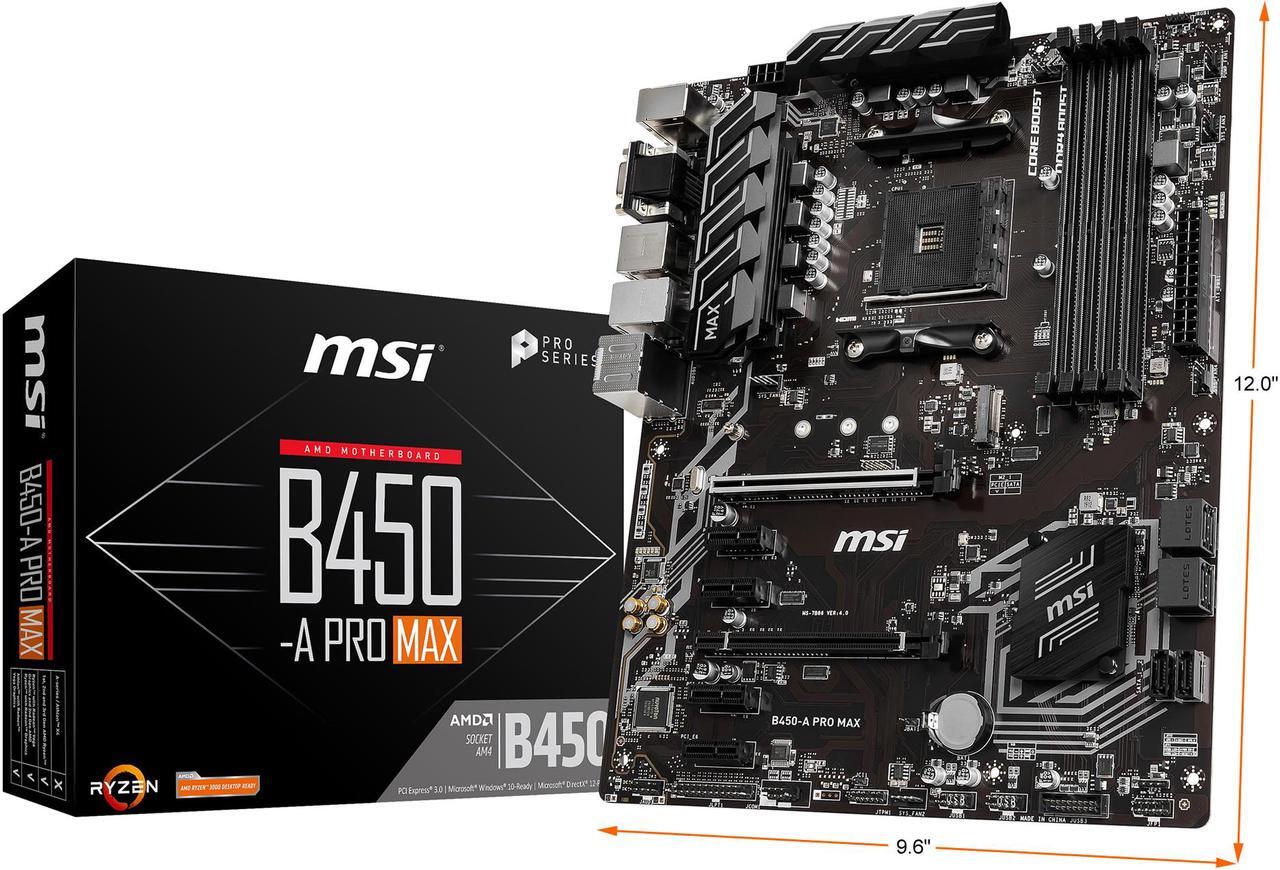 Alt view image 9 of 9 - MSI PRO B450-A PRO MAX AM4 AMD B450 ATX AMD Motherboard