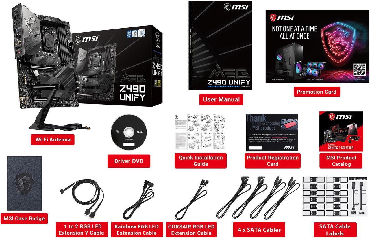 Alt view image 7 of 7 - MSI MEG Z490 UNIFY LGA 1200 Intel Z490 SATA 6Gb/s ATX Intel Motherboard