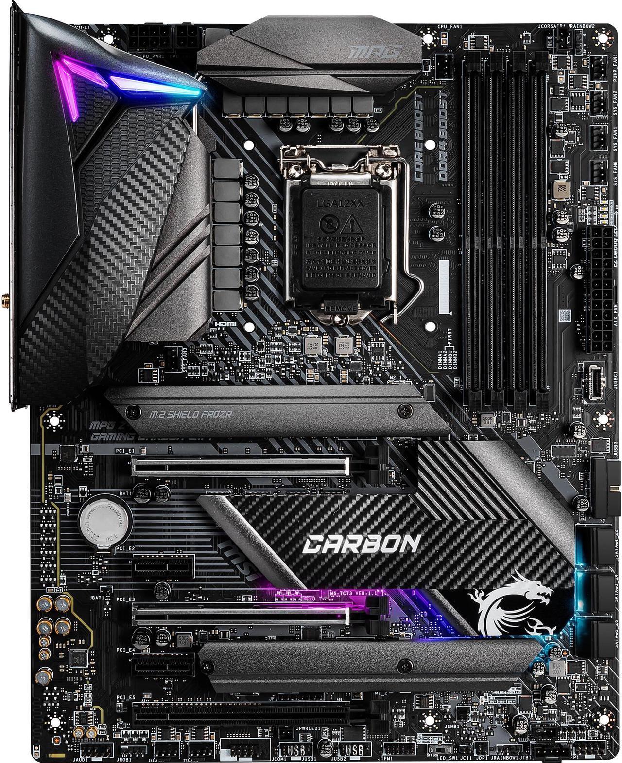 Main image of MSI MPG Z490 GAMING CARBON WIFI LGA 1200 Intel Z490 ATX Intel Motherboard