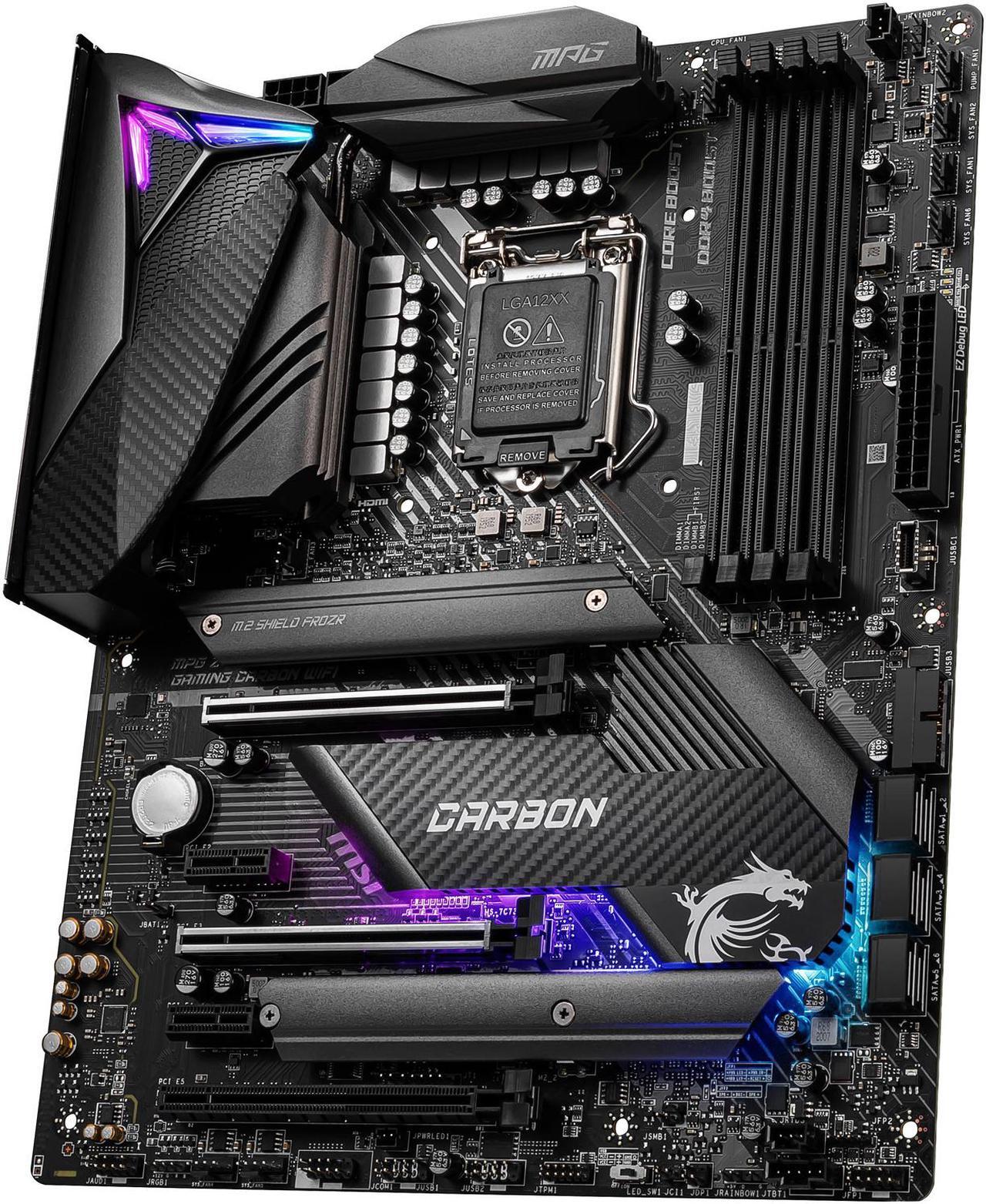 Alt view image 3 of 9 - MSI MPG Z490 GAMING CARBON WIFI LGA 1200 Intel Z490 ATX Intel Motherboard