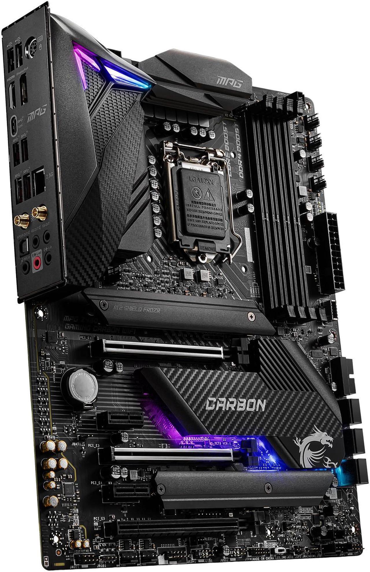 Alt view image 4 of 9 - MSI MPG Z490 GAMING CARBON WIFI LGA 1200 Intel Z490 ATX Intel Motherboard