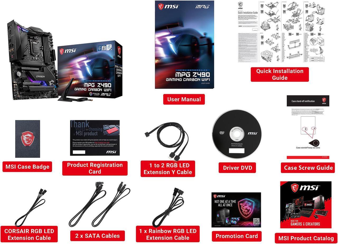 Alt view image 8 of 9 - MSI MPG Z490 GAMING CARBON WIFI LGA 1200 Intel Z490 ATX Intel Motherboard
