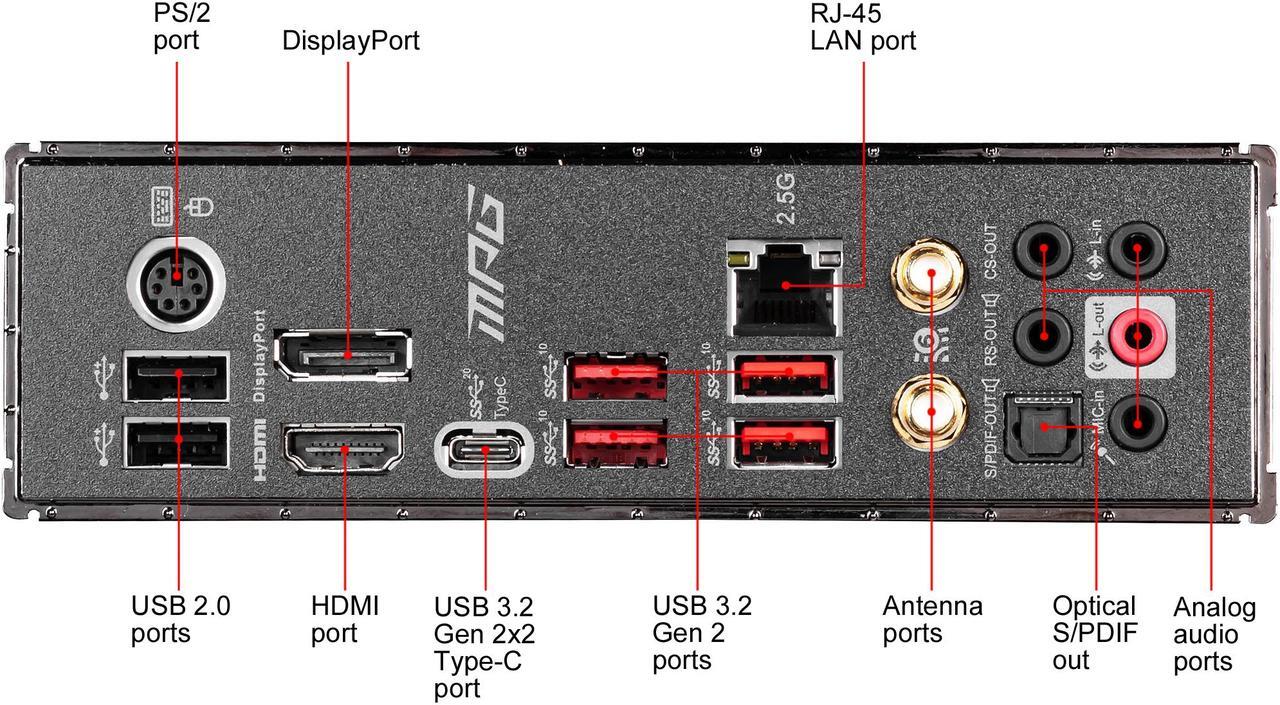 Alt view image 7 of 9 - MSI MPG Z490 GAMING CARBON WIFI LGA 1200 Intel Z490 ATX Intel Motherboard