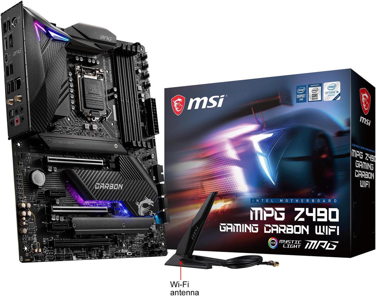 Alt view image 9 of 9 - MSI MPG Z490 GAMING CARBON WIFI LGA 1200 Intel Z490 ATX Intel Motherboard