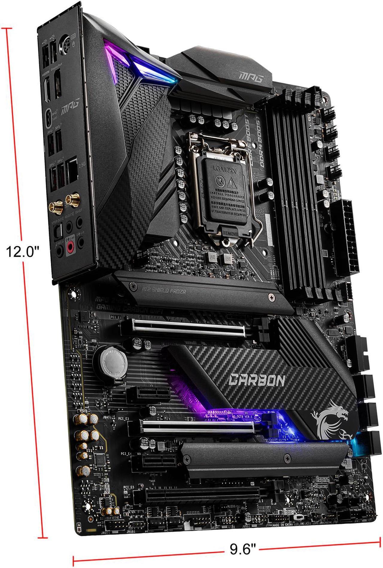 Alt view image 5 of 9 - MSI MPG Z490 GAMING CARBON WIFI LGA 1200 Intel Z490 ATX Intel Motherboard