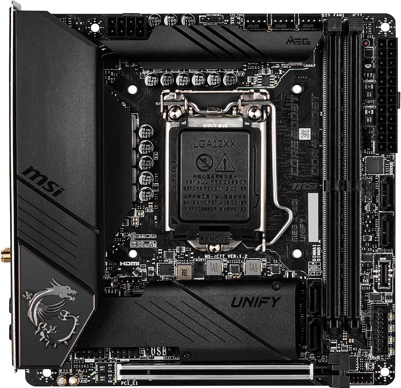 Main image of MSI MEG Z490I UNIFY LGA 1200 Intel Z490 Mini ITX Intel Motherboard